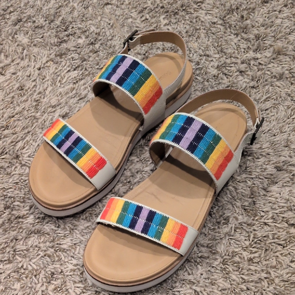 Pride Rainbow Platform Leather Soludos Sandals
